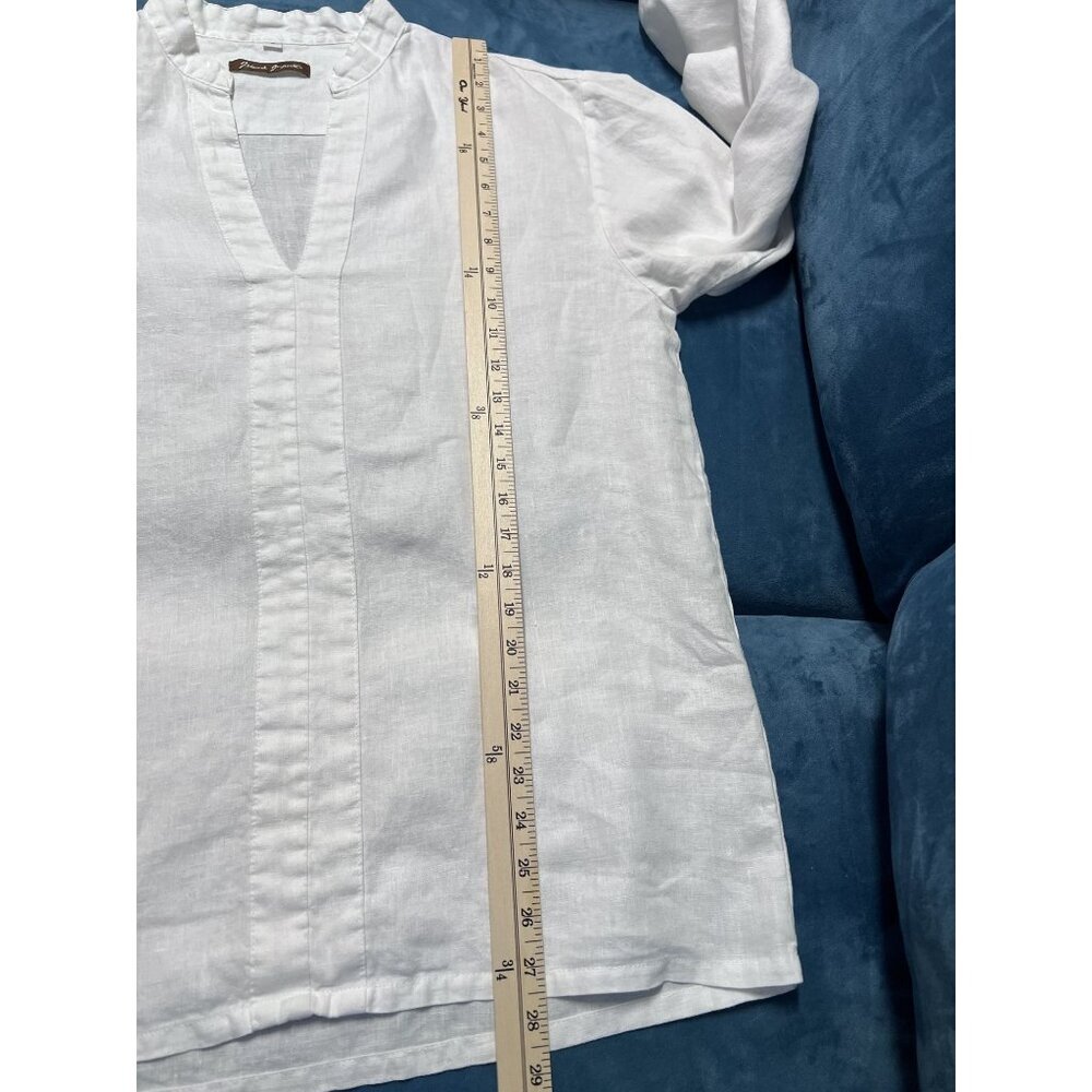 Island Imports 100% Linen Long Sleeve Tunic Blouse Womens M White RESORTWEAR - Picture 9 of 9